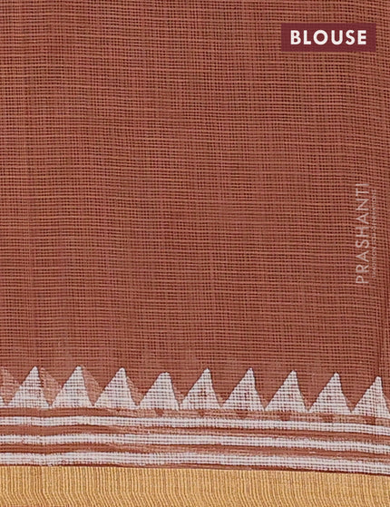 Kota saree brown shade with allover prints and zari woven border