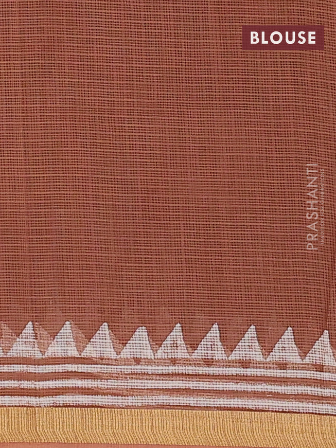 Kota saree brown shade with allover prints and zari woven border