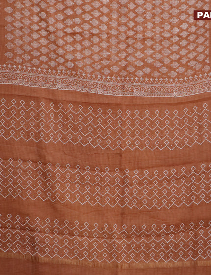 Kota saree brown shade with allover butta prints and zari woven border