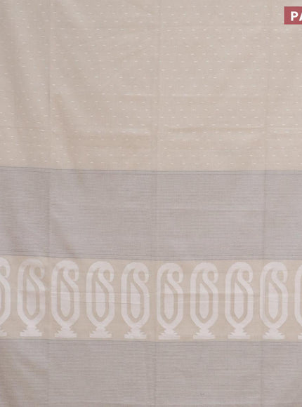 Khadi cotton saree cream with allover thread weaves and temple design simple border -