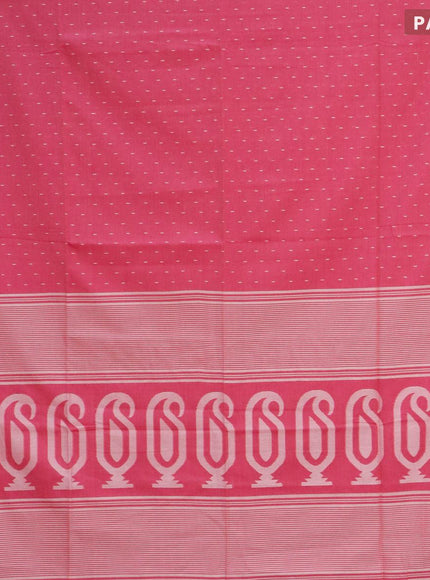 Khadi cotton saree pink with allover thread weaves and temple design simple border -