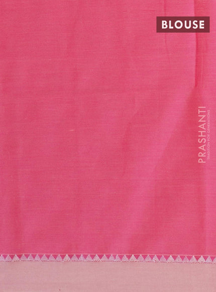 Khadi cotton saree pink with allover thread weaves and temple design simple border -