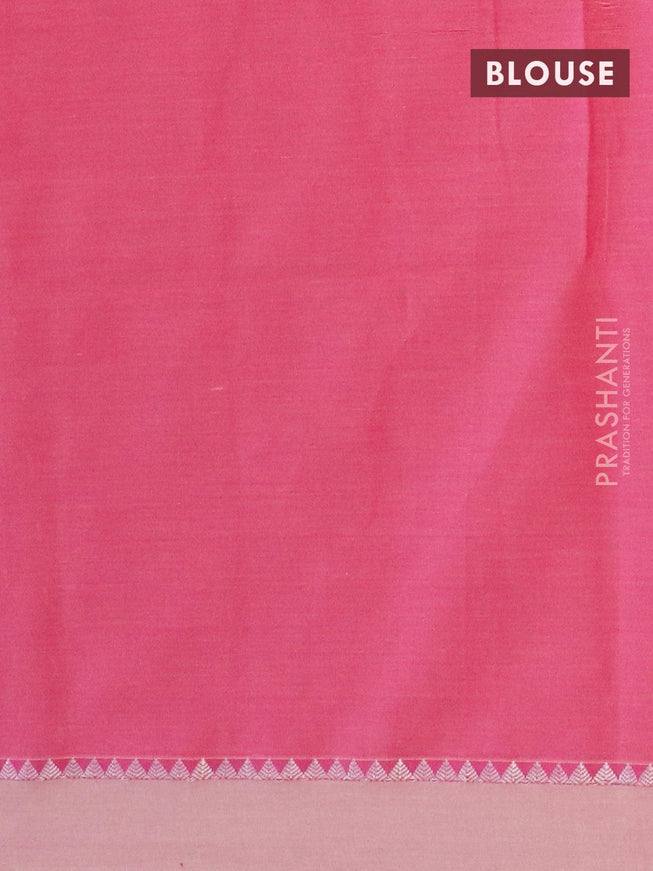 Khadi cotton saree pink with allover thread weaves and temple design simple border -