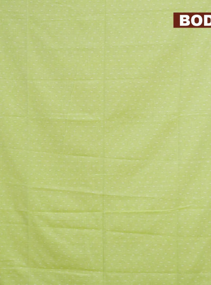 Khadi cotton saree fluorescent green with allover thread weaves and temple design simple border -