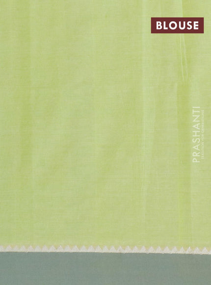 Khadi cotton saree fluorescent green with allover thread weaves and temple design simple border -