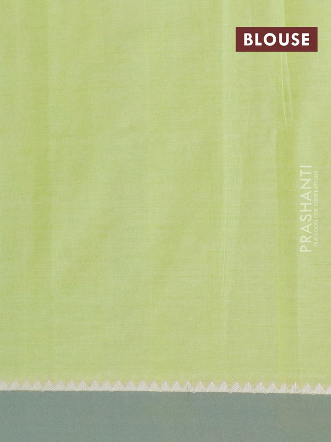 Khadi cotton saree fluorescent green with allover thread weaves and temple design simple border -