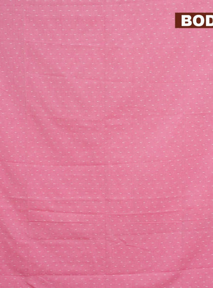 Khadi cotton saree light pink with allover thread weaves and temple design simple border -