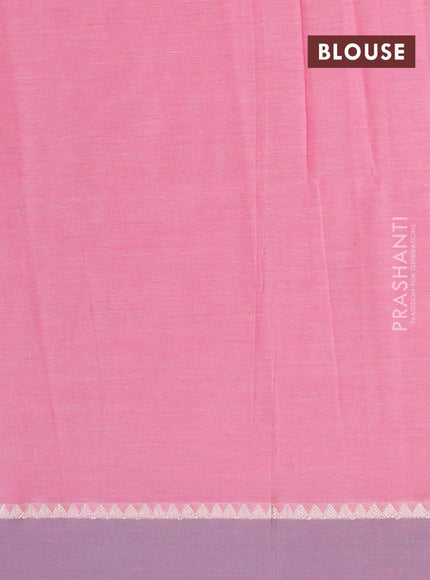 Khadi cotton saree light pink with allover thread weaves and temple design simple border -