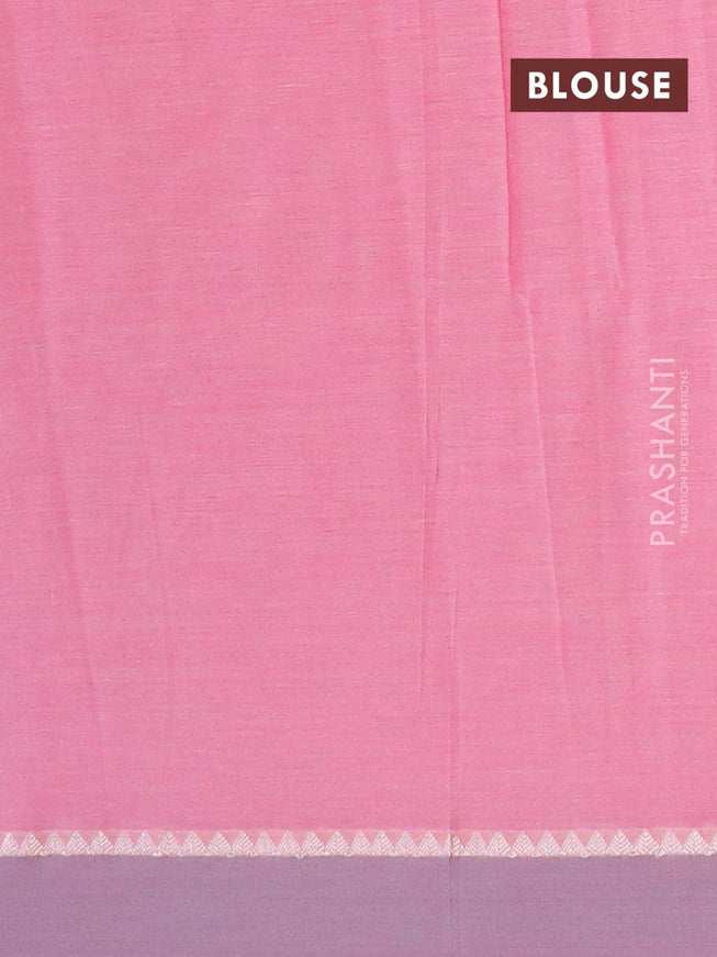 Khadi cotton saree light pink with allover thread weaves and temple design simple border -