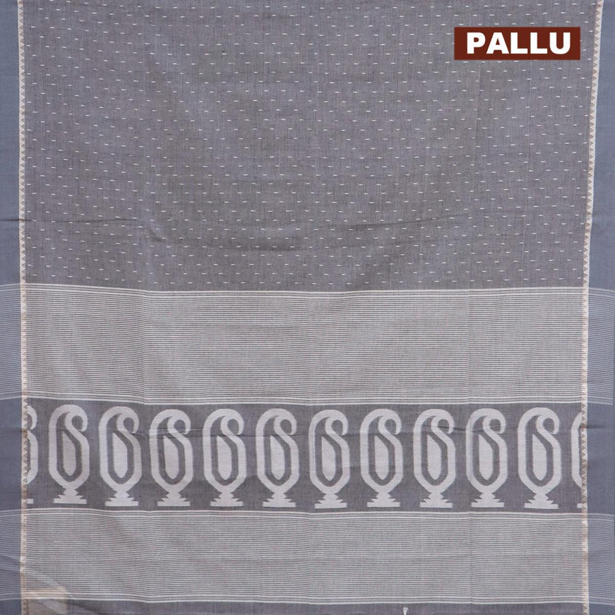 Khadi cotton saree grey with allover thread weaves and temple design simple border -