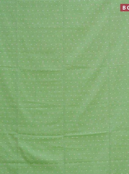 Khadi cotton saree light green with allover thread weaves and temple design simple border -