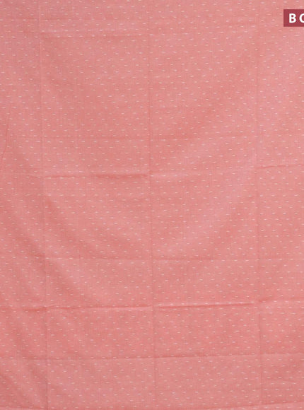 Khadi cotton saree peach pink with allover thread weaves and temple design simple border -