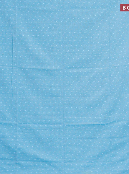 Khadi cotton saree light blue with allover thread weaves and temple design simple border -