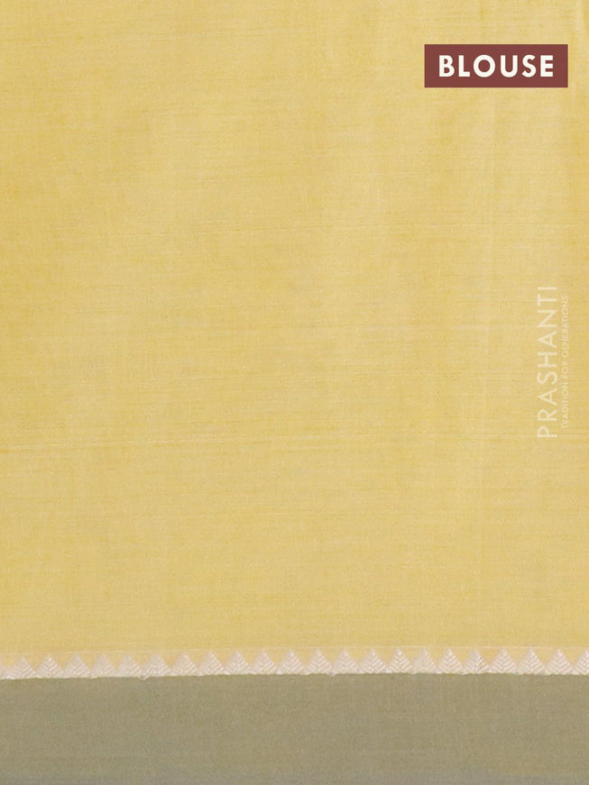 Khadi cotton saree yellow with allover thread weaves and temple design simple border -