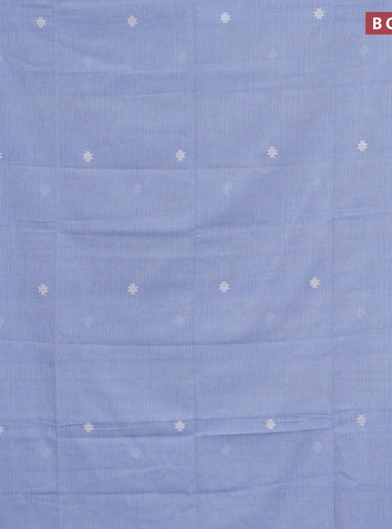 Khadi cotton saree blue with thread woven buttas and simple border -