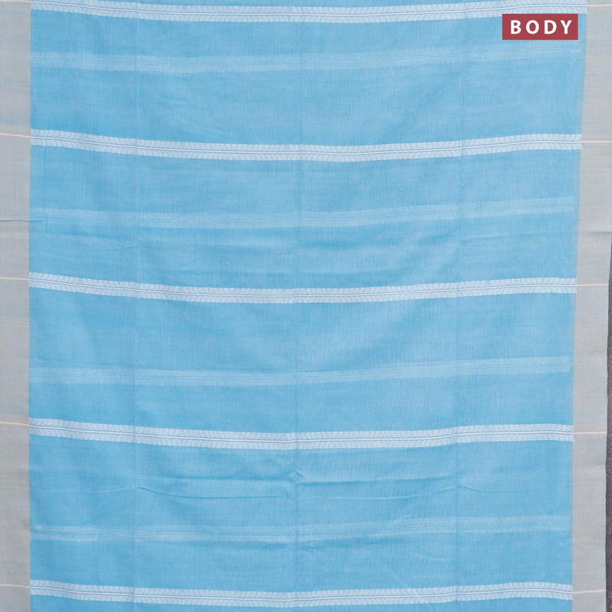 Khadi cotton saree light blue and beige with allover thread weaves and simple border -