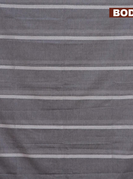 Khadi cotton saree dark grey and black with allover thread weaves and simple border -