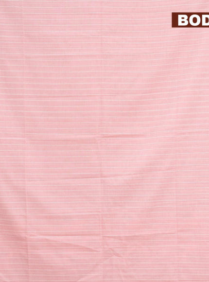 Khadi cotton saree peach pink with allover stripes pattern and simple border -