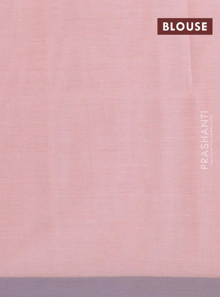 Khadi cotton saree peach pink with allover stripes pattern and simple border -