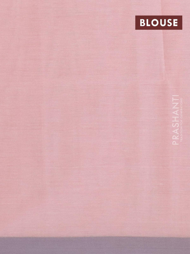 Khadi cotton saree peach pink with allover stripes pattern and simple border -