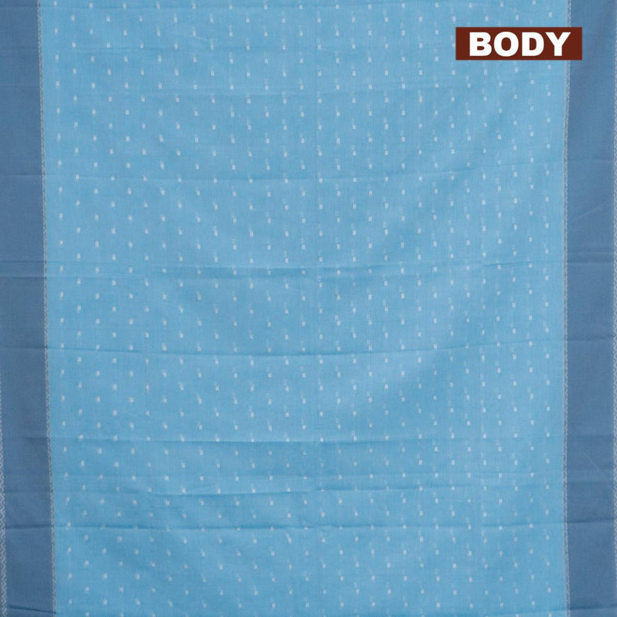 Khadi cotton saree light blue and grey with allover thread woven buttas and simple border -