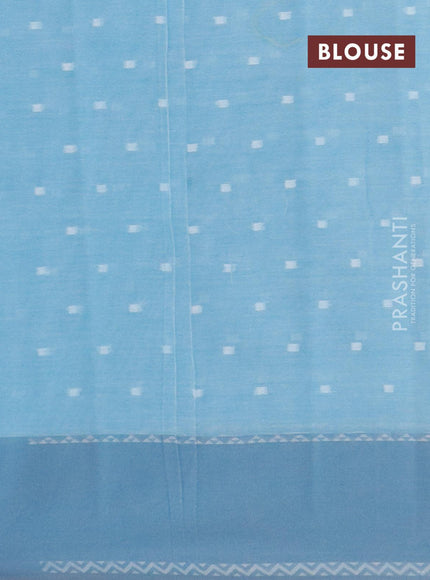 Khadi cotton saree light blue and grey with allover thread woven buttas and simple border -