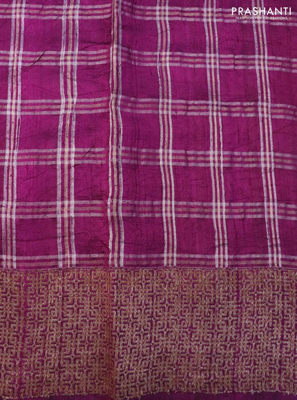 Banarasi raw silk saree purple with allover zari checked pattern and woven border