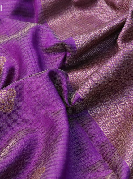 Banarasi raw silk saree violet with allover zari weaves & buttas and woven border