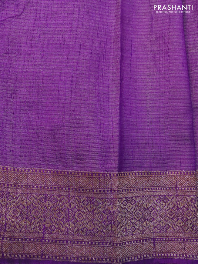 Banarasi raw silk saree violet with allover zari weaves & buttas and woven border