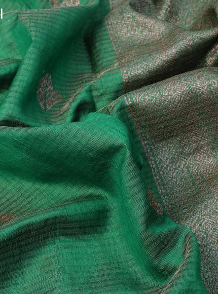 Banarasi raw silk saree green with allover zari weaves & buttas and woven border