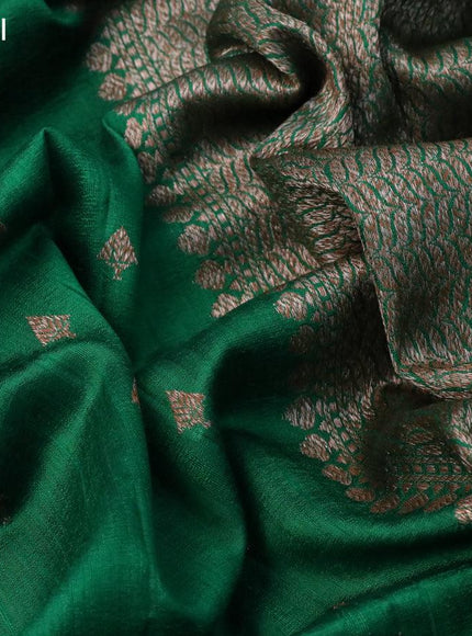 Banarasi raw silk saree green with allover thread & zari woven buttas and woven border