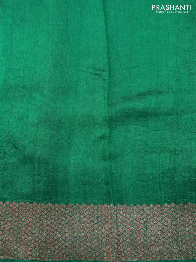 Banarasi raw silk saree green with allover thread & zari woven buttas and woven border