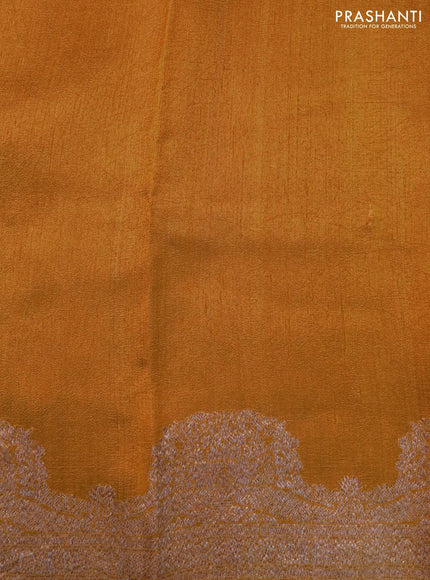 Banarasi raw silk saree mustard yellow with allover zari weaves and woven border