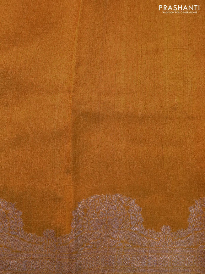 Banarasi raw silk saree mustard yellow with allover zari weaves and woven border