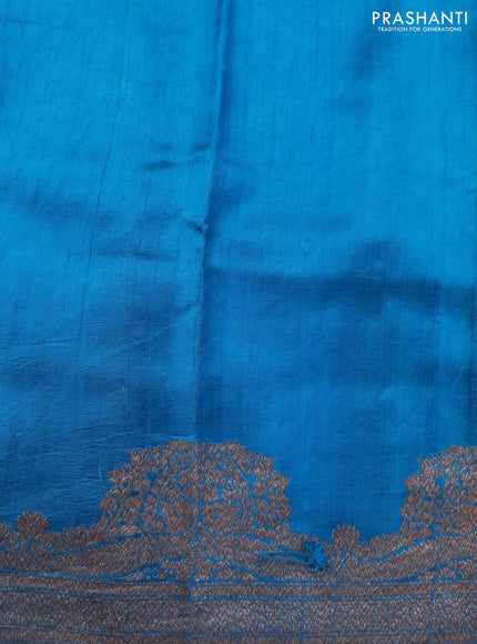 Banarasi raw silk saree cs blue with allover zari weaves and woven border