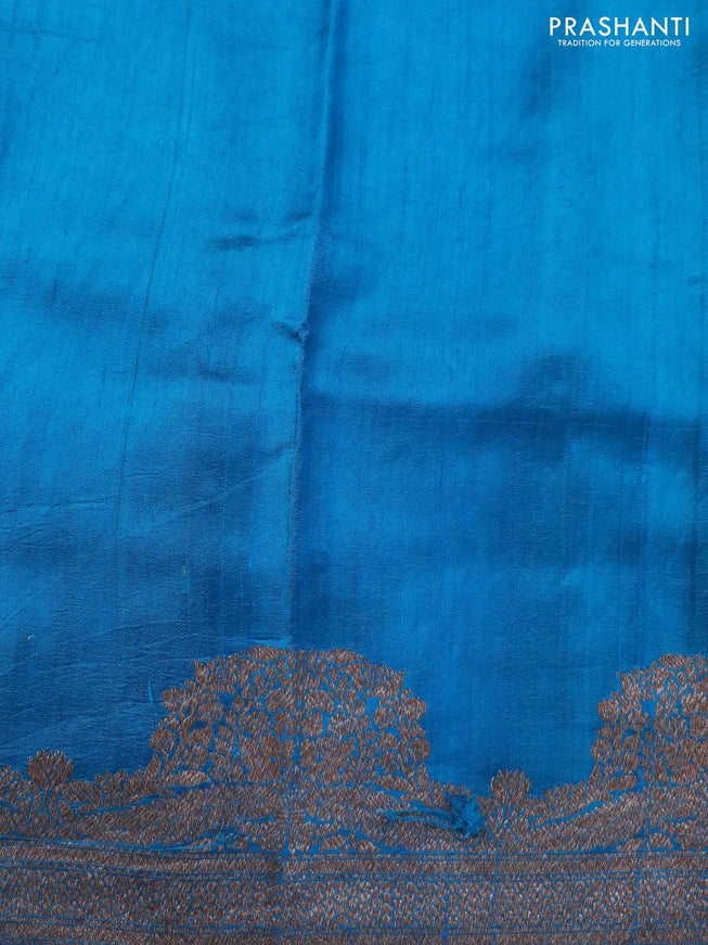 Banarasi raw silk saree cs blue with allover zari weaves and woven border