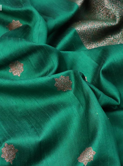 Banarasi raw silk saree green with thread & zari woven buttas and woven border