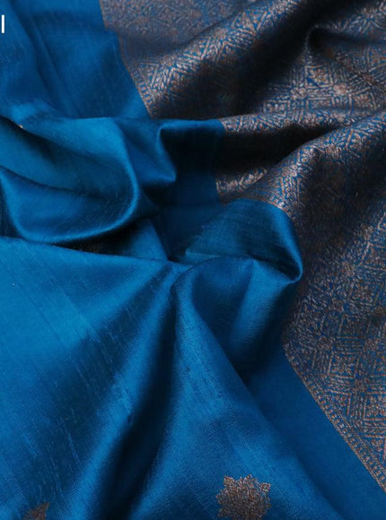 Banarasi raw silk saree cs blue with thread & zari woven buttas and woven border