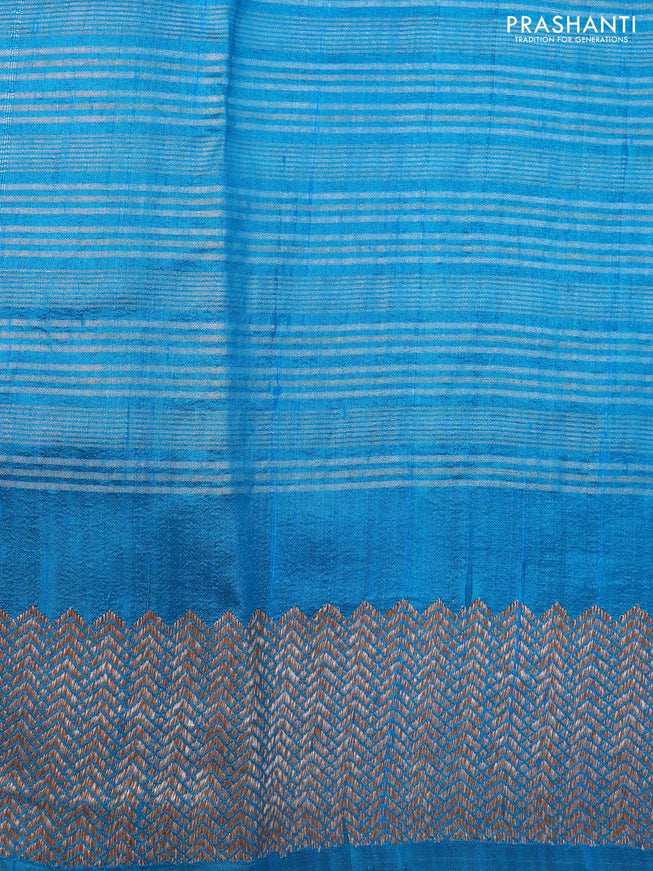 Banarasi raw silk saree cs blue with thread & zari woven buttas and woven border