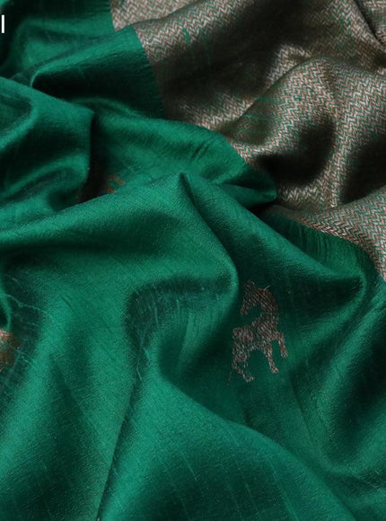 Banarasi raw silk saree green with thread & zari woven buttas and woven border