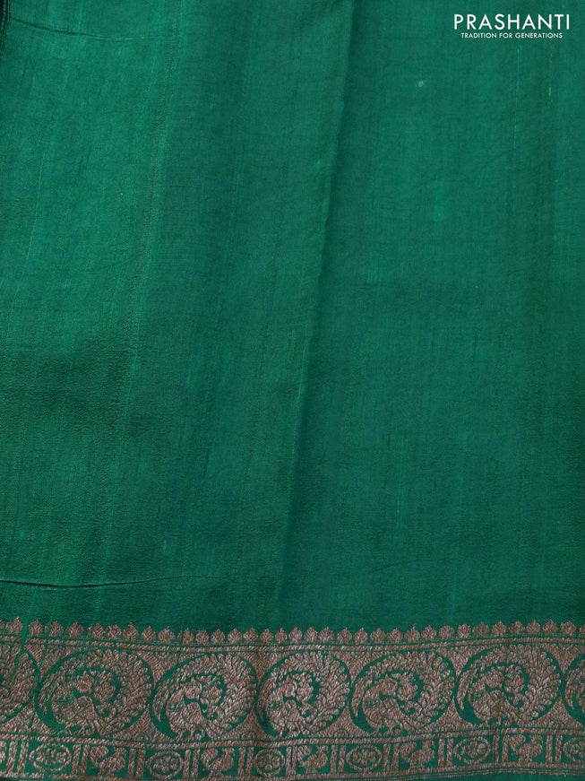 Banarasi raw silk saree green with thread & zari woven buttas and woven border