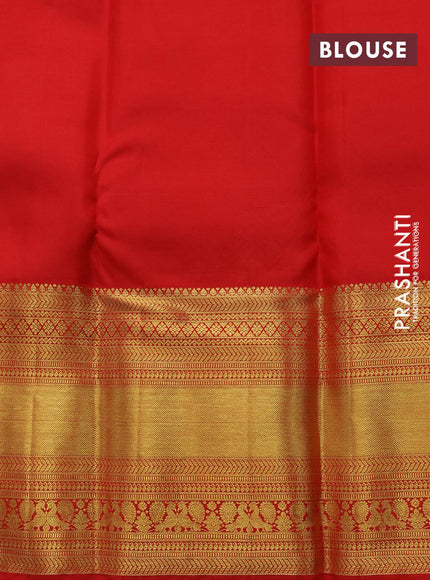 Pure kanjivaram silk saree cream and red with allover floral zari woven brocade weaves and long rich zari woven annam border