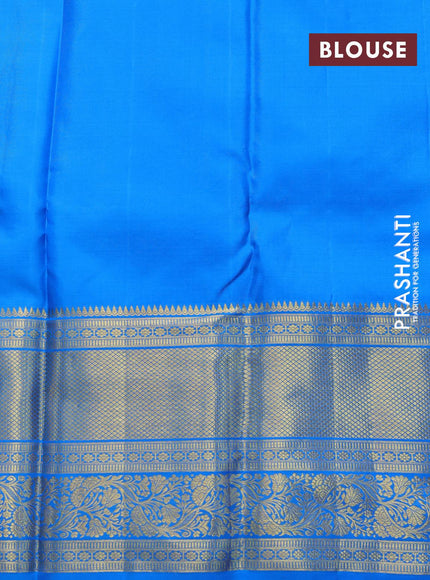 Pure kanjivaram silk saree light pink and cs blue with allover silver & gold zari weaves & buttas and long rich zari woven border