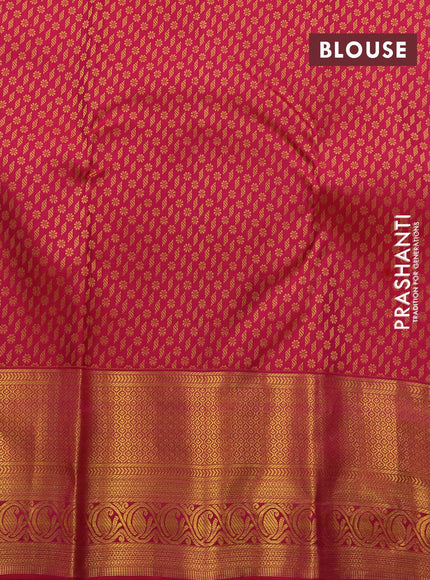 Pure kanjivaram silk saree dark pink with allover zari woven brocade weaves and rich zari woven paisley border