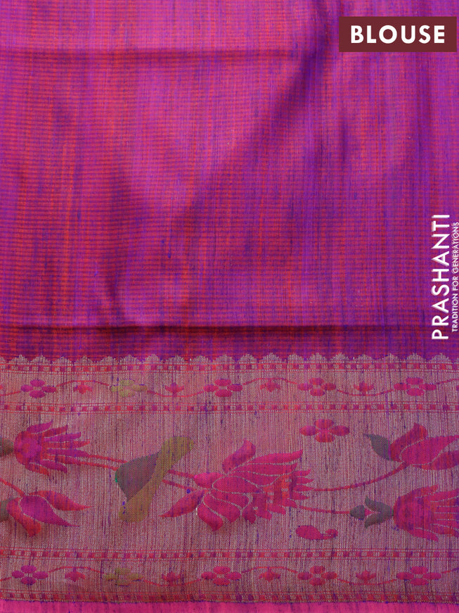 Banarasi handloom dupion silk saree blue and dual shade of reddish blue with zari woven paisley buttas and zari woven floral design paithani border