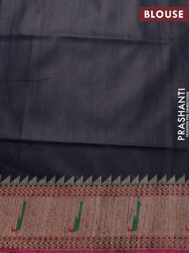 Banarasi handloom dupion silk saree black and maroon with zari woven cion buttas and zari woven muniya border