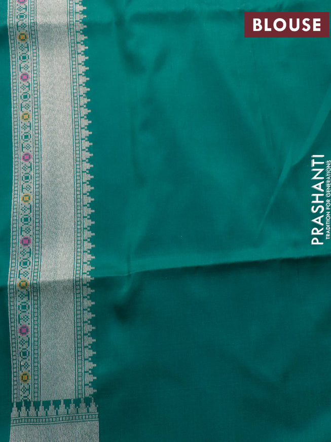 Banarasi handloom dupion silk saree green and dark pink with allover thread & zari woven patola weaves and zari woven border