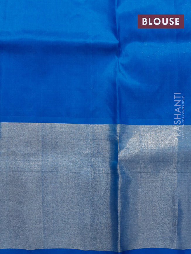 Venkatagiri silk saree light blue and cs blue with allover silver zari woven butta weaves and long silver zari woven border