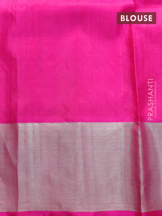 Venkatagiri silk saree dual shade of purple and pink with allover silver zari weaves and silver zari woven border