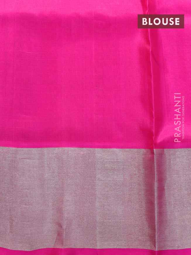 Venkatagiri silk saree dual shade of purple and pink with allover silver zari woven buttas and silver zari woven border
